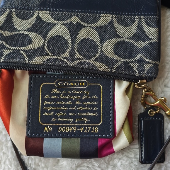 Coach Handbags - Coach  DENIM LEGACY Wristlet With Hangtag And Gold COIN  RARE   EUC